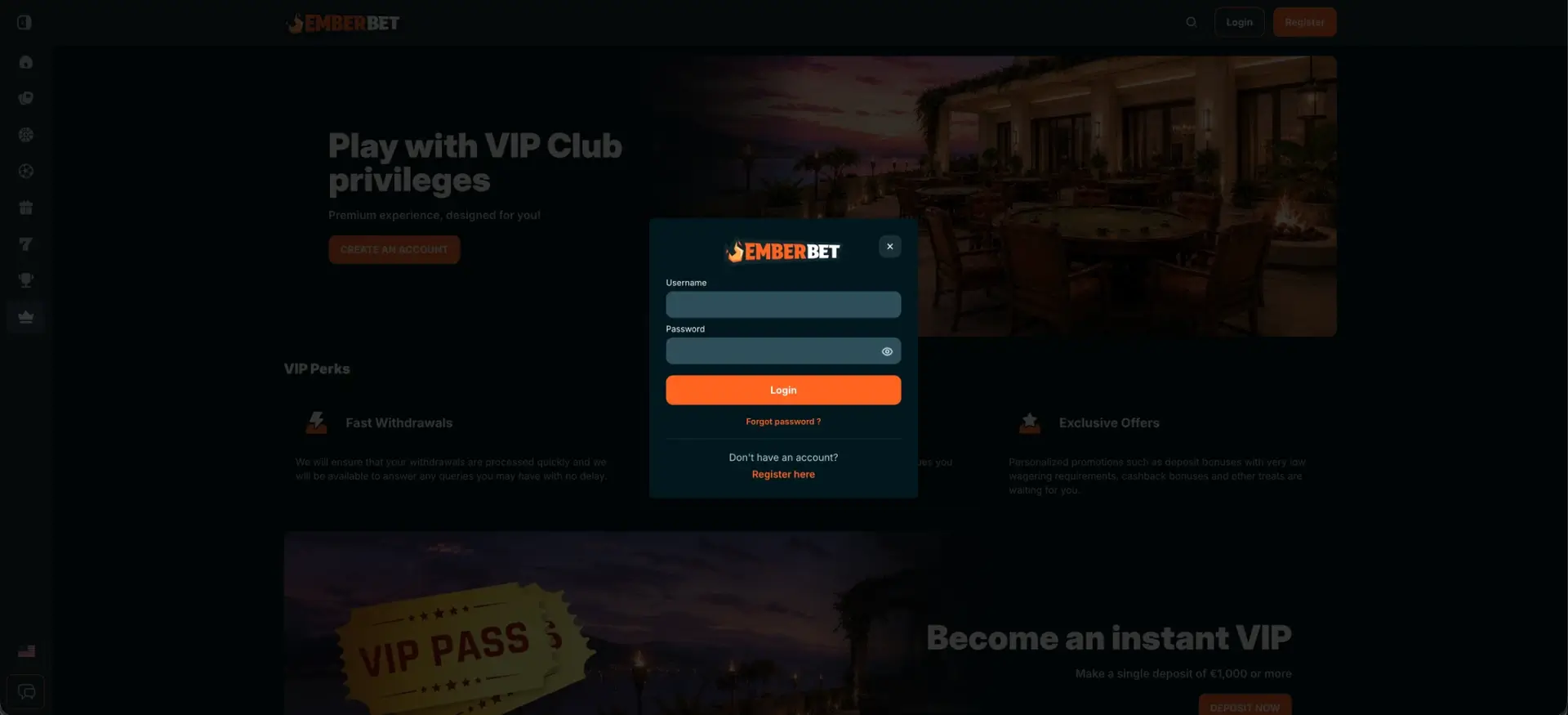 EmberBet Login for UK players